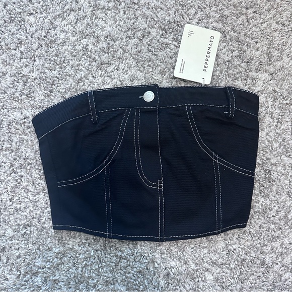 NWT Peppermayo Nailed it black denim tube top - Picture 2 of 6